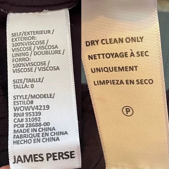 JAMES PERSE High Waisted Elastic Waist Shorts Dark BlackBerry 0 - Picture 5 of 5